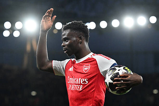  Bukayo Saka após marcar vs Atlético de Madrid	             Reprodução: Getty Images / Stuart MacFarlane 