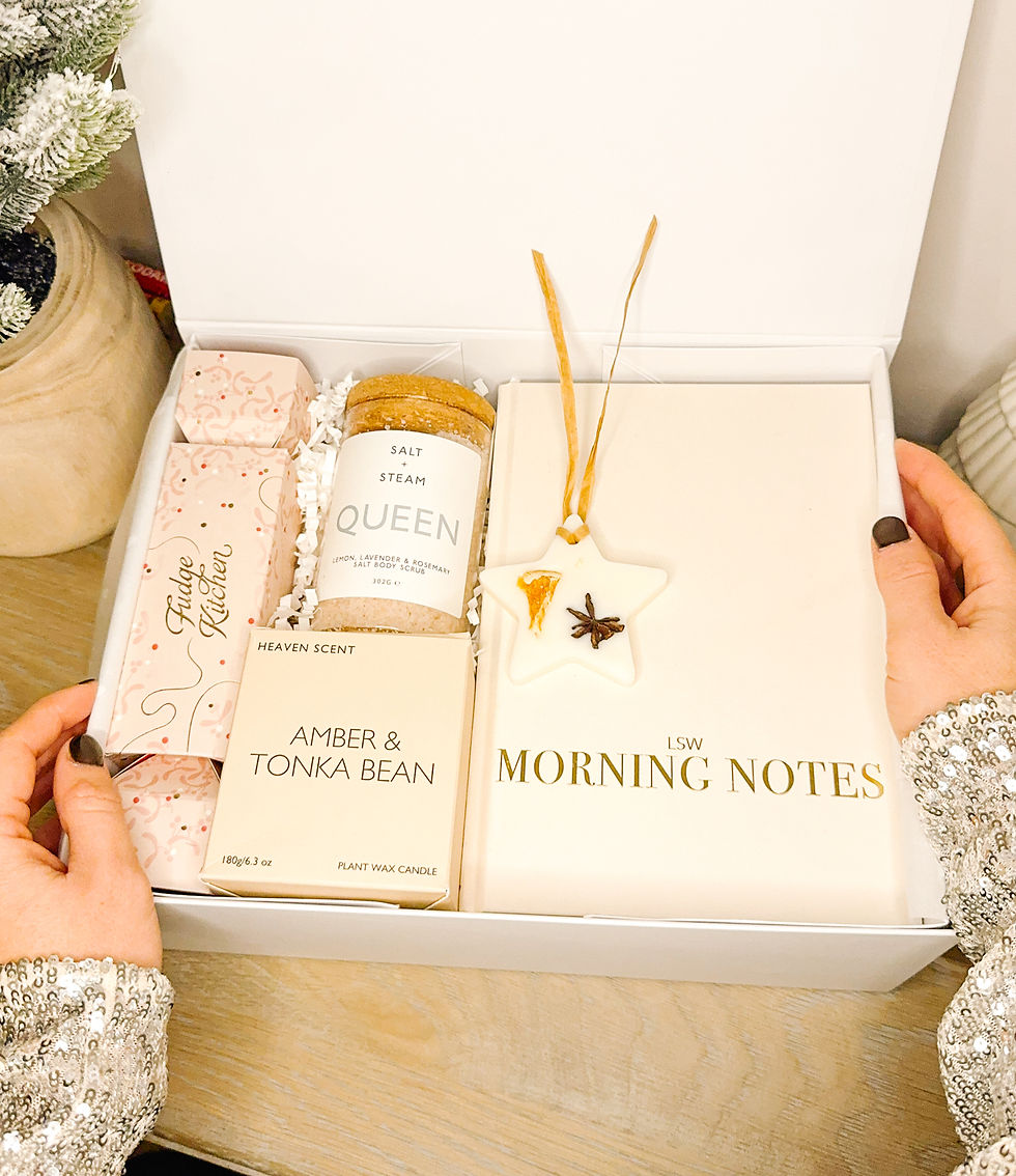 Thumbnail: Audrey Grace self-care Christmas gift box for women with candle journal and festive treats