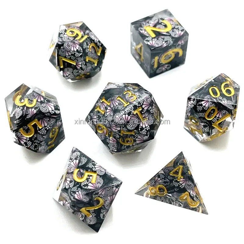 Thumbnail: Resin 7-Piece Game Dice With Sharp Edge Quality Dice for Roleplaying Games