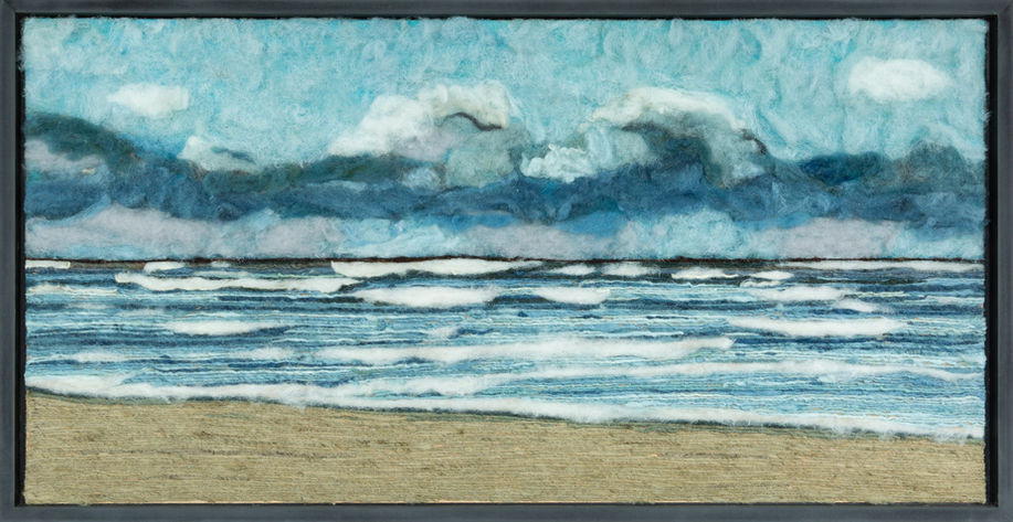 schilderij van de zee. Gemaakt van gekleurde wol