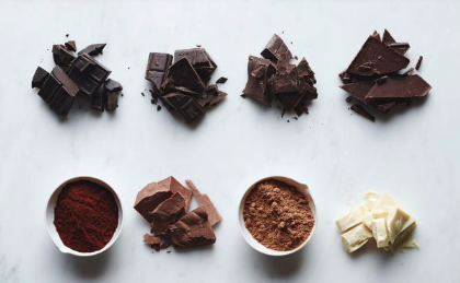 Different types of cocoa being different colors