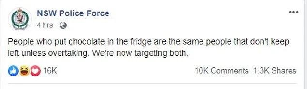 Australian police make a chocolate joke