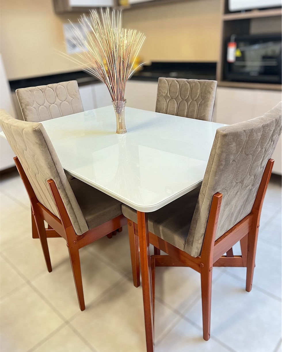 Miniatura: Mesa moderna de vidro com madeira