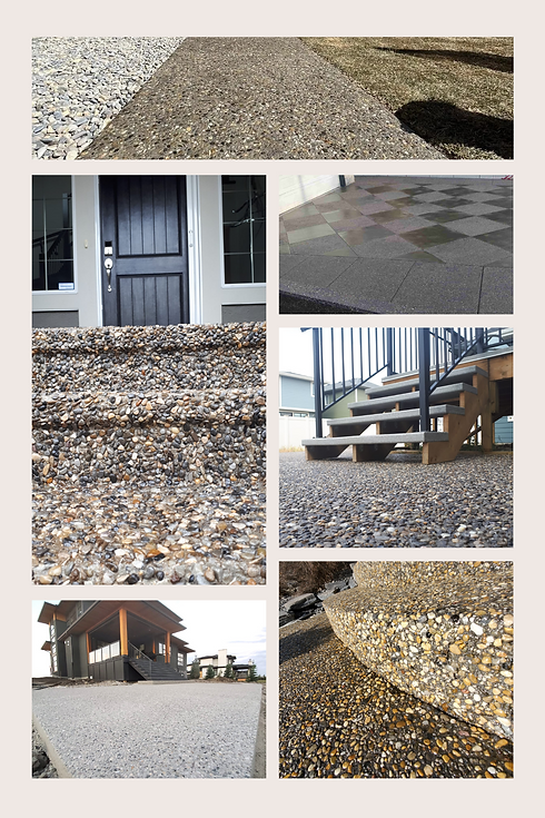 Driveway, Front Step, Exposed Aggregate, Sealed, New Pours and rehabbed concrete