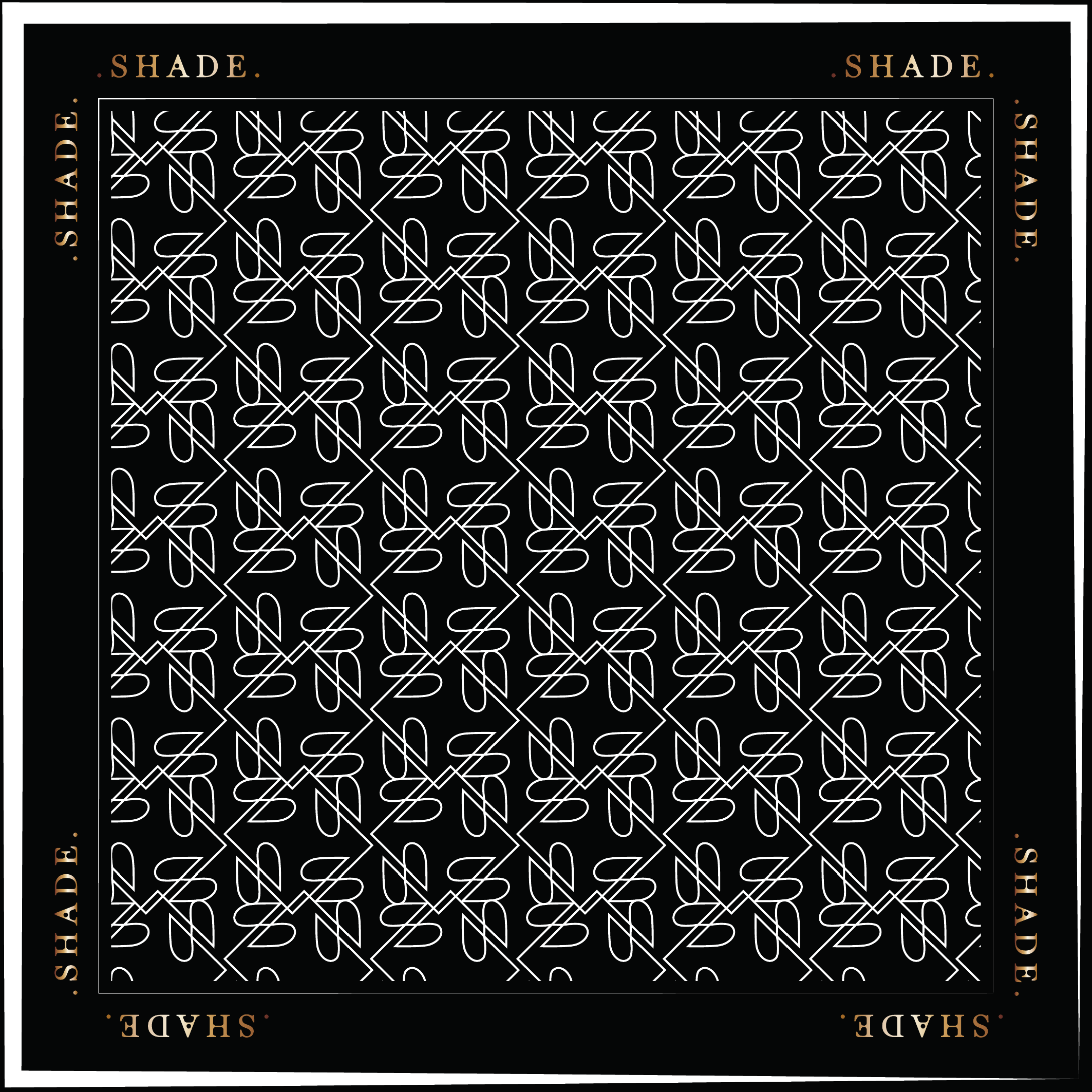 Foulard SF Prestige blanc sur noir, imprimé monogramme