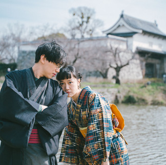 福岡大濠公園戶外和服攝影,情侶穿新式型格和服,呈現個性獨特風格