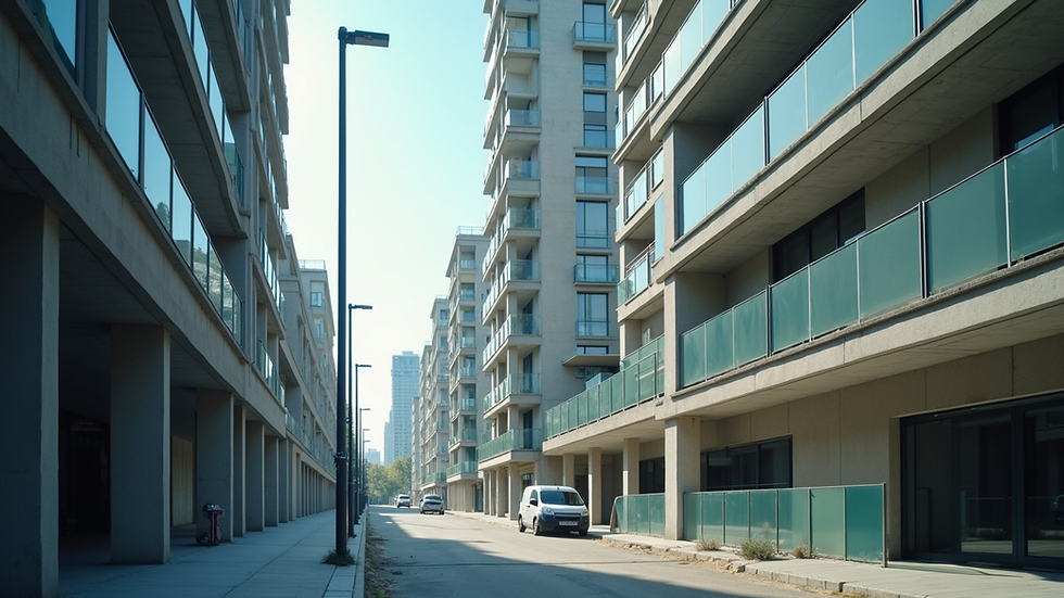 Vista a nivel de trabajador asegurado con arnés en fachada de edificio