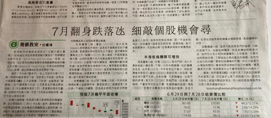 七月翻身跌落氹 細敲個股機會尋 -2022-08-05