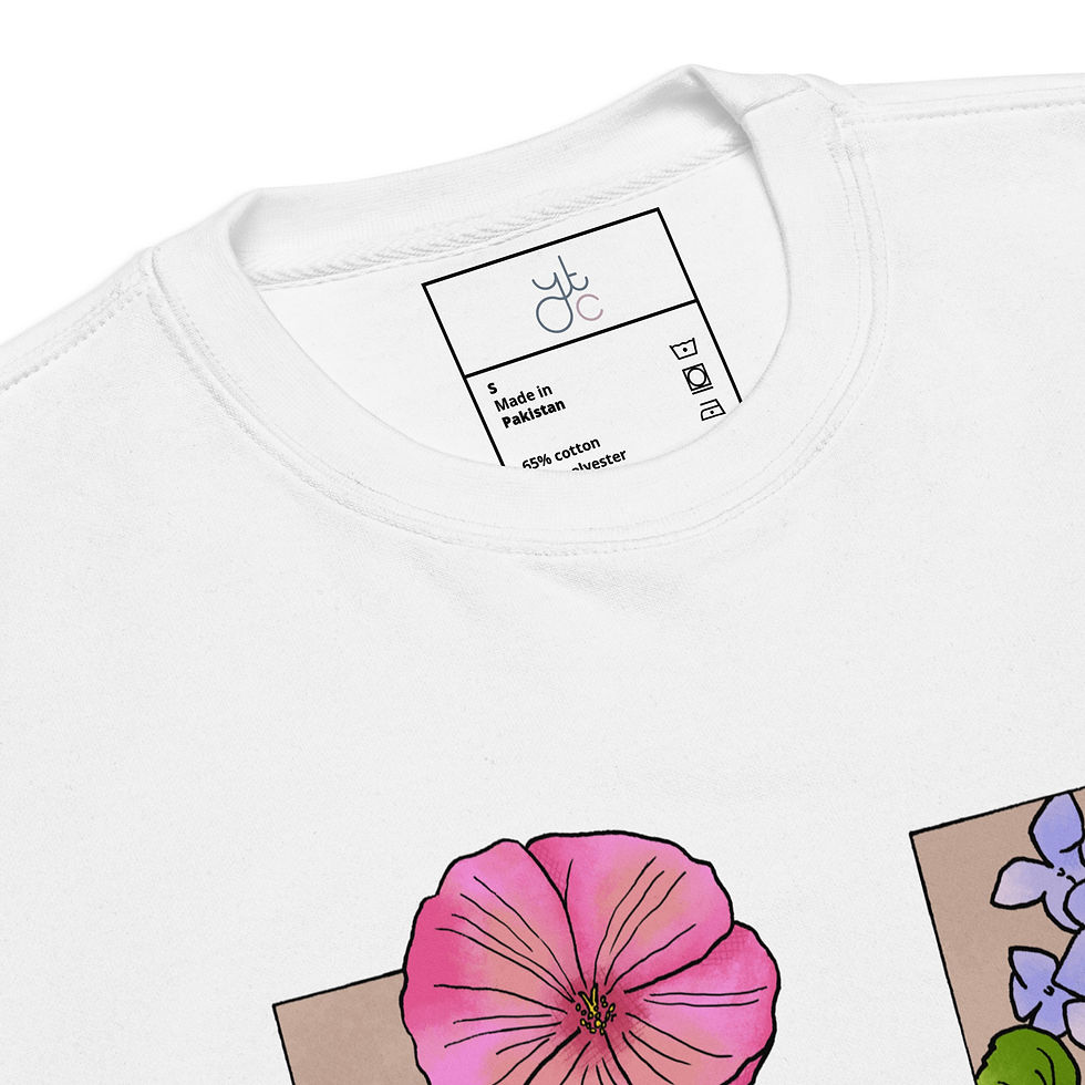 縮圖：Floral Monogram Letter H Premium Graphic Sweatshirt Inside Label