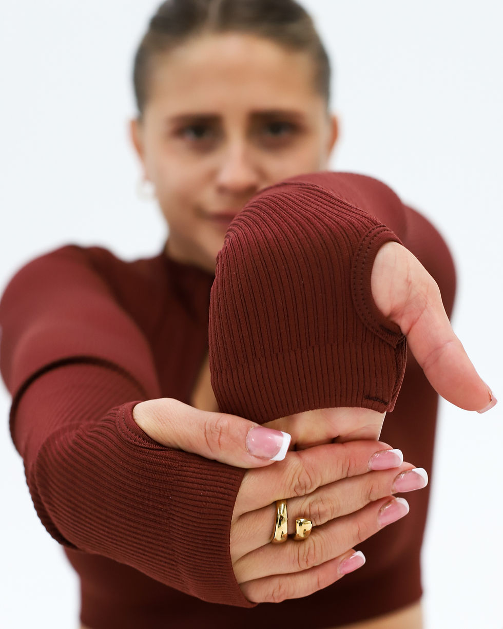 Top aura manga larga terracota 