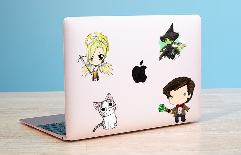 Download Laptop Stickers Mockup Jpg