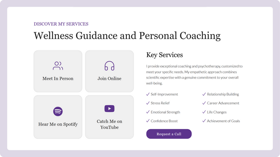 Life Coach Template, wix studio template, Our Process page