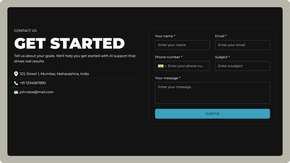 AI Agents Template, wix studio template, Contact page