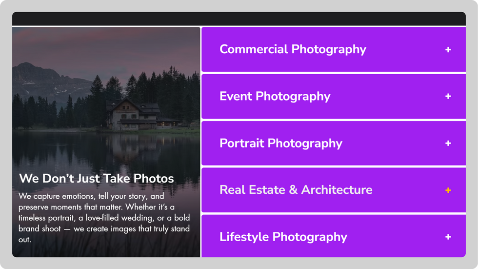 Creative Portfolio Template, wix studio template, Services page
