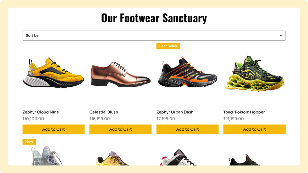 Shoe store template, wix studio template, Shop page