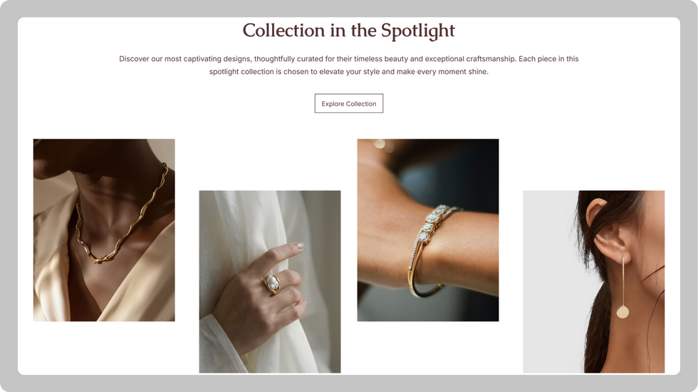 Jewellery Store Template, wix studio template, Collections page