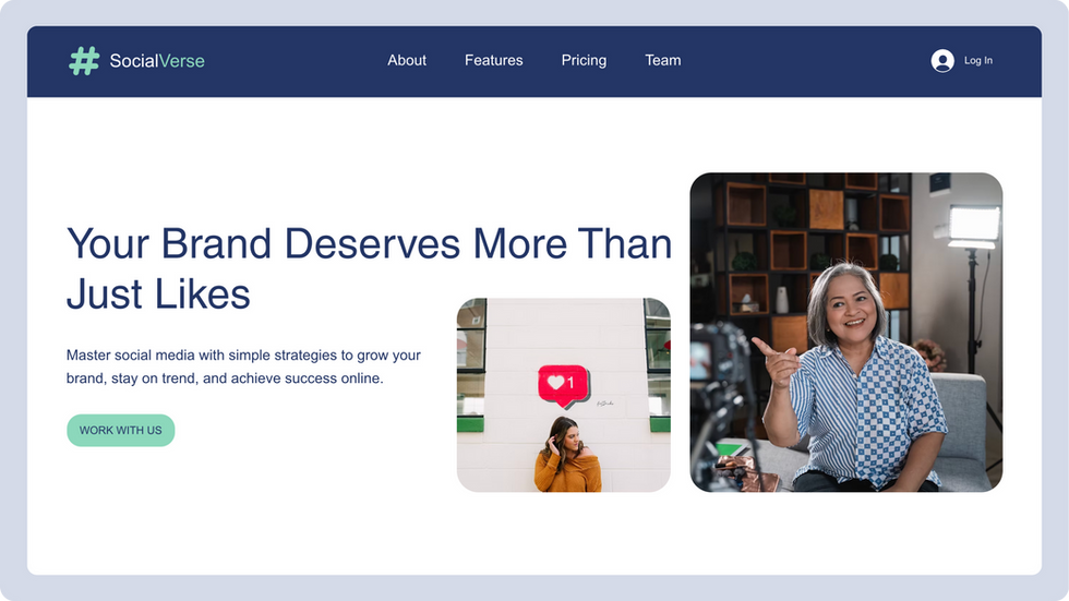Social Media Agency Template, wix studio template, Home page