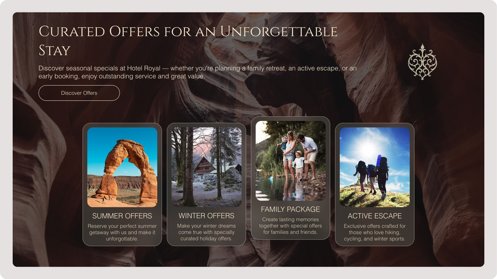 Hotel Template, wix studio template, Offers page