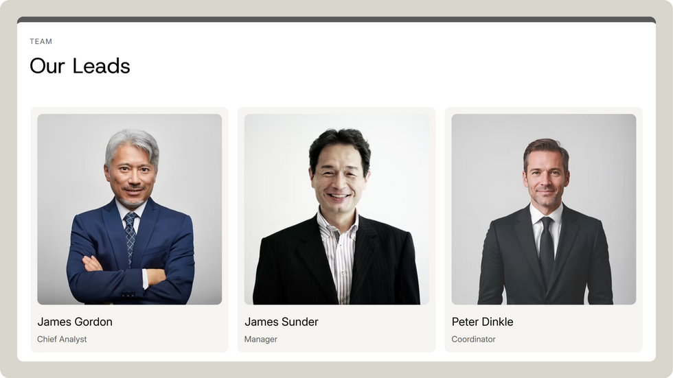 Business Startup Template, wix studio template, Meet our Team page