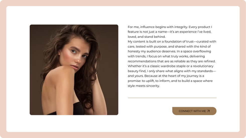 Influencer Template, wix studio template, Contact page