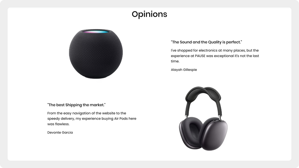 Headphone Store template, wix studio template, Testimonials page