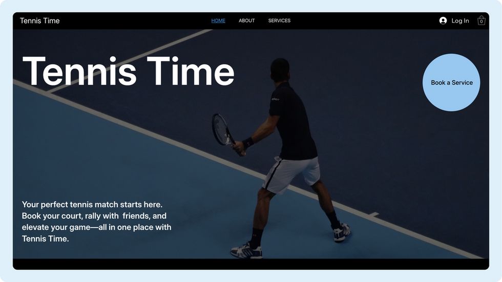 Tennis Club Template, wix studio template, Home page