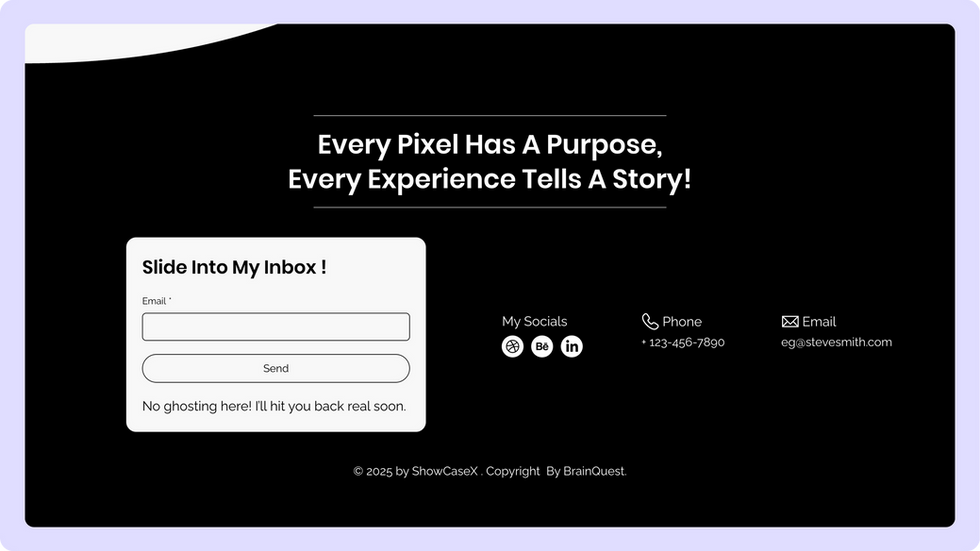 Creative Portfolio Template, wix studio template, Contact page