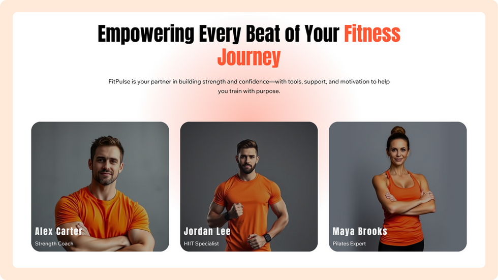 Fitness Coaching Template, wix studio template, Tariners page
