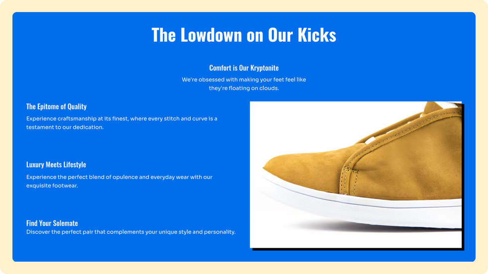 Shoe store template, wix studio template, Features page