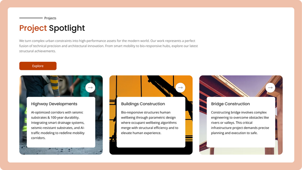Construction Template, wix studio template, Project page