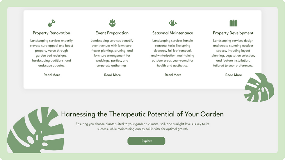 landscaping template, wix studio template, services page