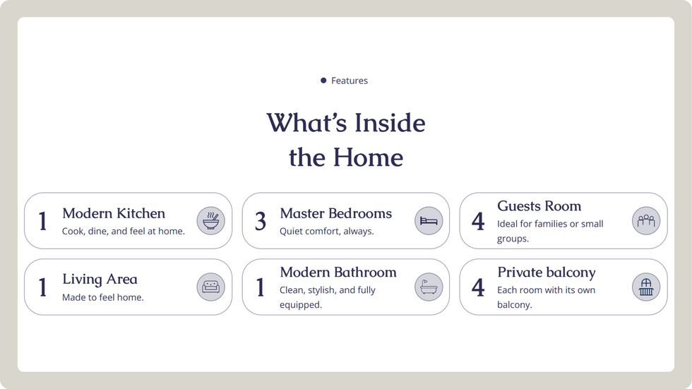 Home Rental Template, wix studio template, Features page