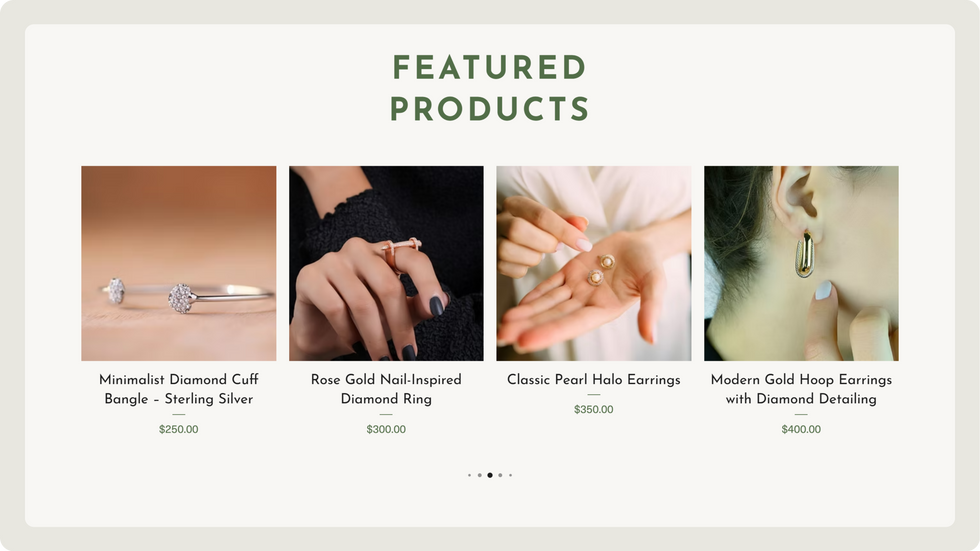 Jwellery Store Template, wix studio template, Collection page