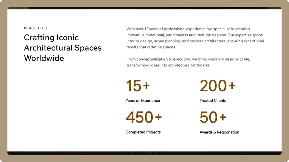 Architecture Firm Template, wix studio template, About page