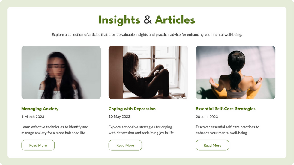 Psychologist Template, wix studio template, Blogs page