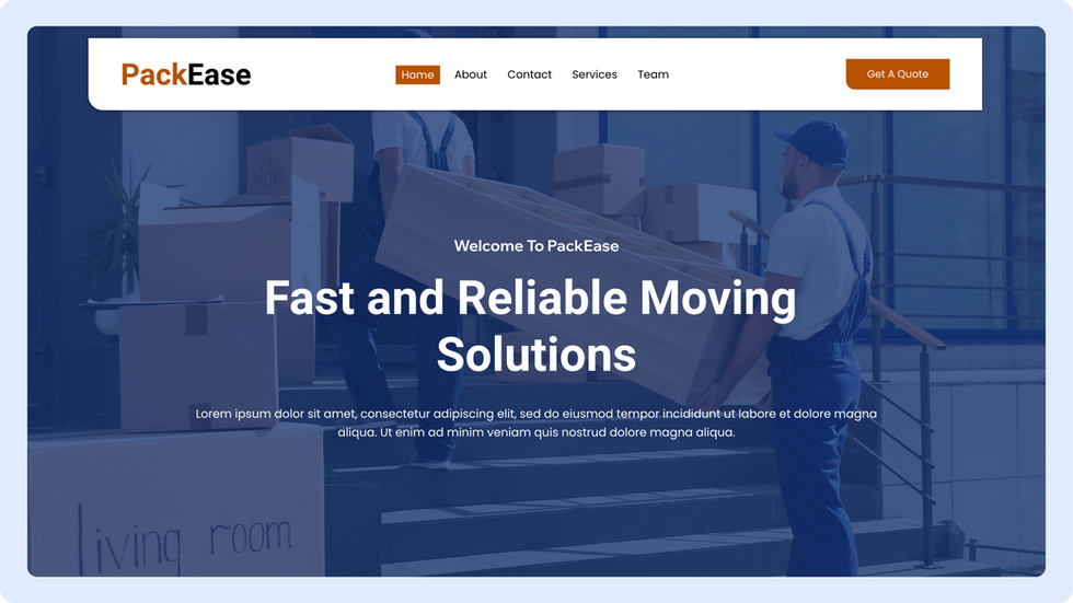 Packing Services Template, wix studio template, Home page