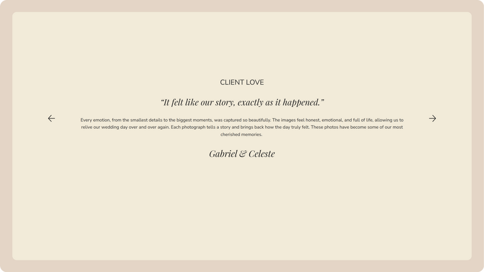 Photography Studio Template, wix studio template, Testimonials page