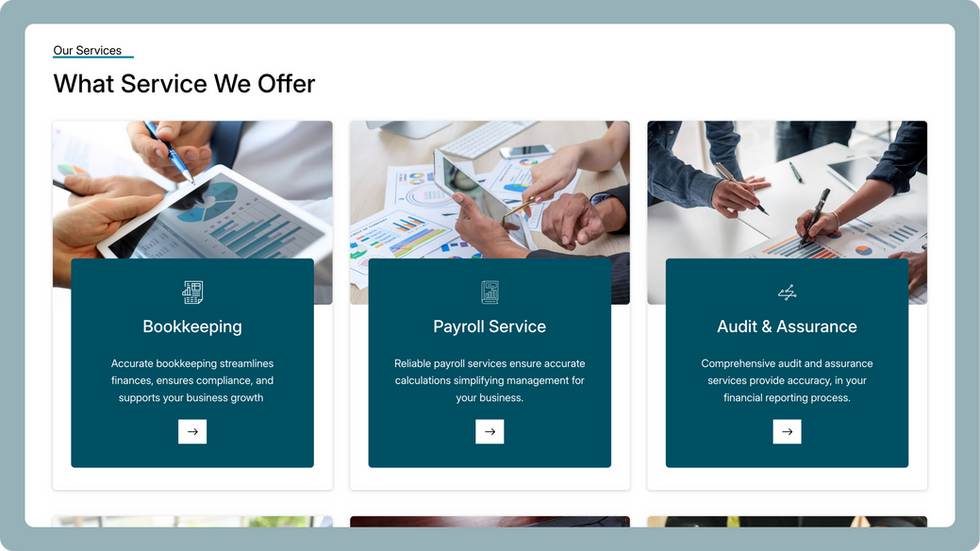 Accounting Services Template, wix studio template, Services page