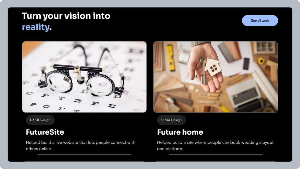 Design Studio Template, wix studio template, Projects page