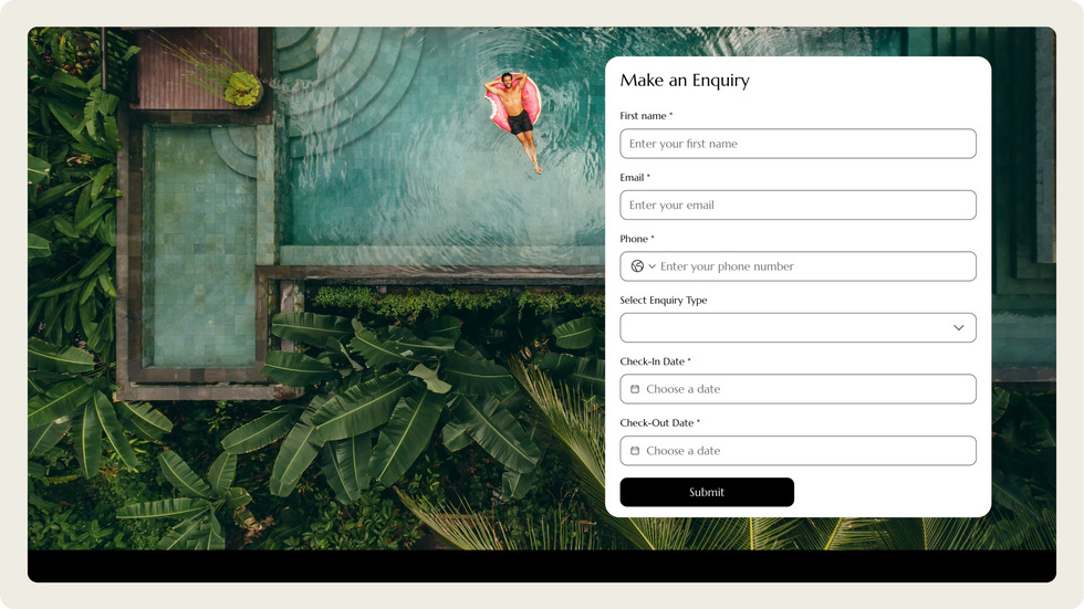 Luxury Resort Template, wix studio template, Contact page