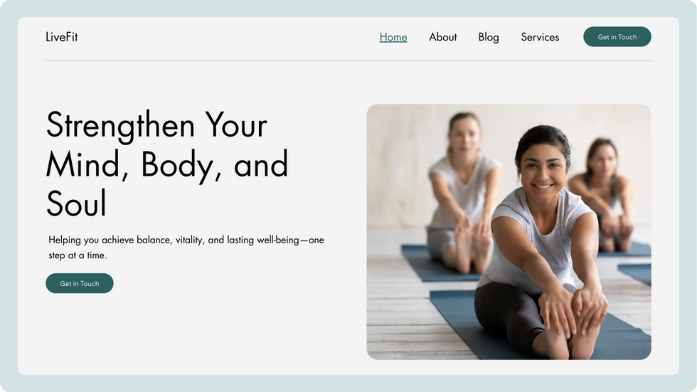 Wellness Center Template, wix studio template, Home page