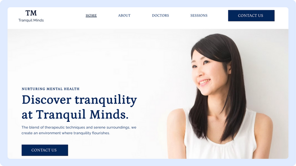 Mental wellness template, wix studio template, Home page