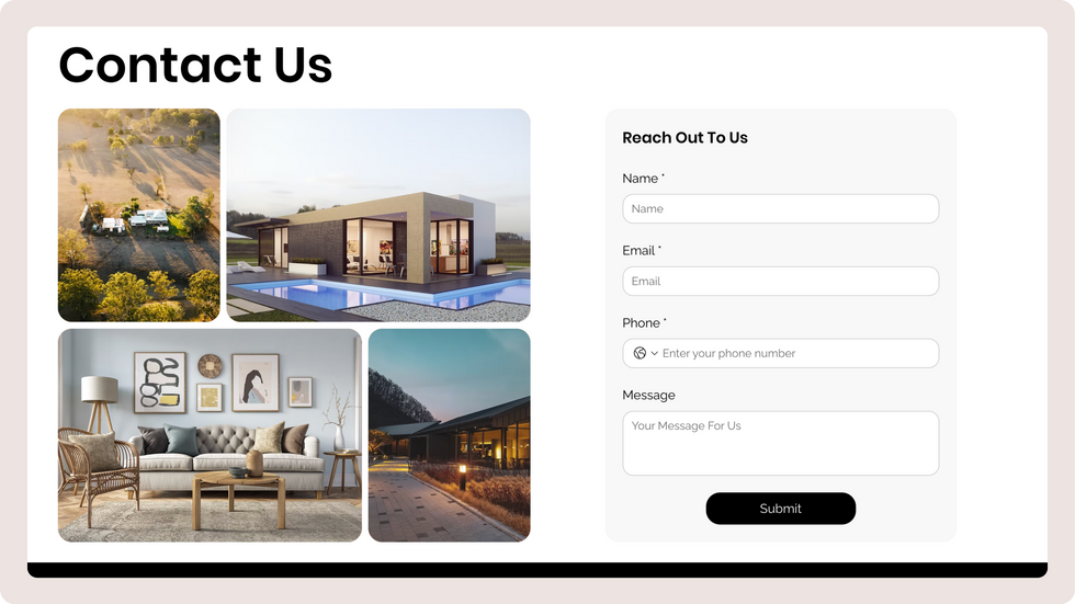 Real Estate Template, wix studio template, Contact page