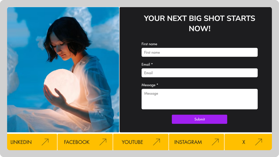 Creative Portfolio Template, wix studio template, Contact page