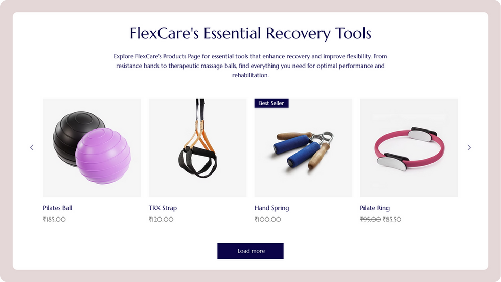 Physiotherapy Template, wix studio template, Featured Products page