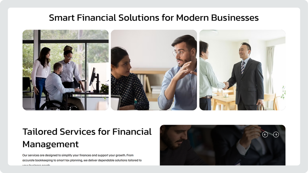 Accounting Services Template, wix studio template, Services page