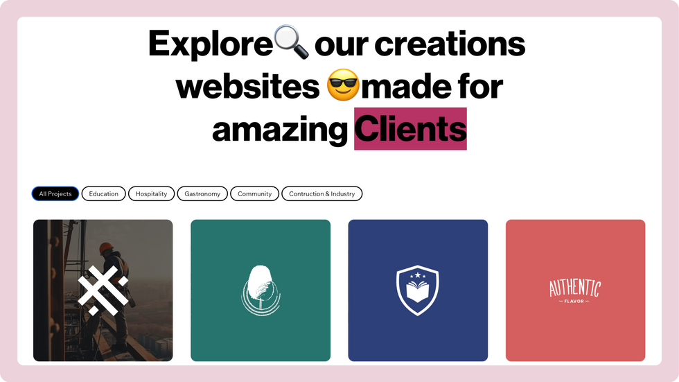 Creative Agency Template, wix studio template, Projects page
