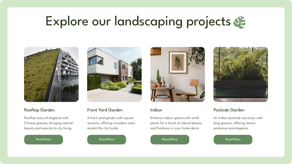 landscaping template, wix studio template, projects page