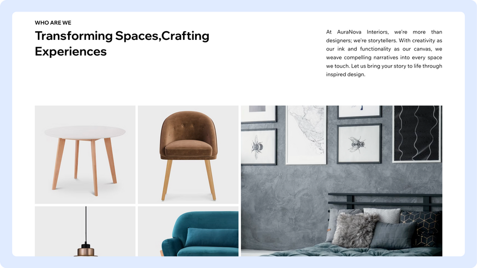 Interior Design Template, wix studio template, About page