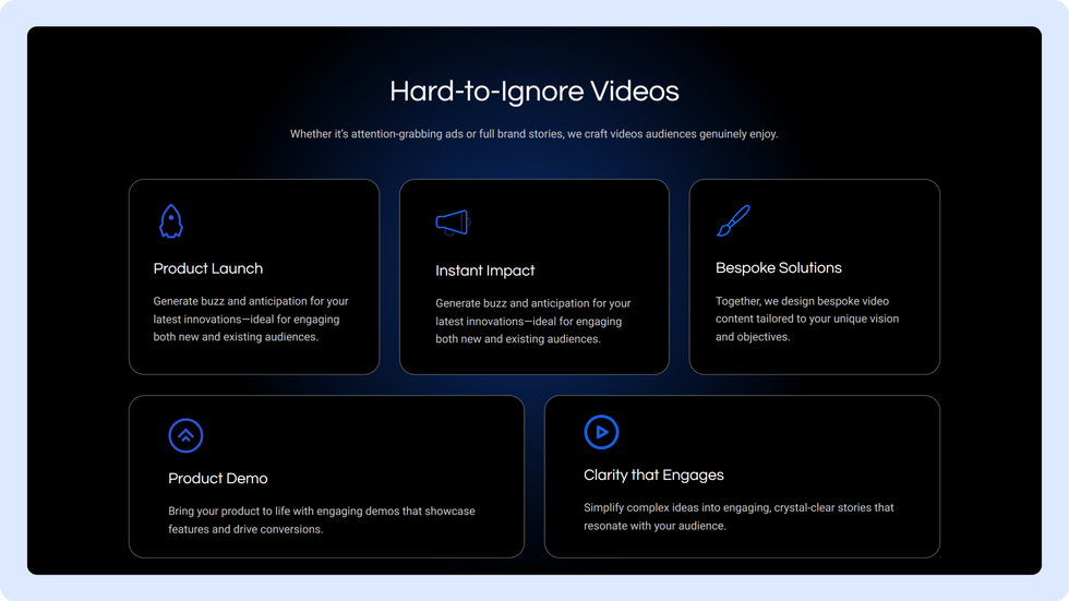 Video Solutions Template, wix studio template, Services page
